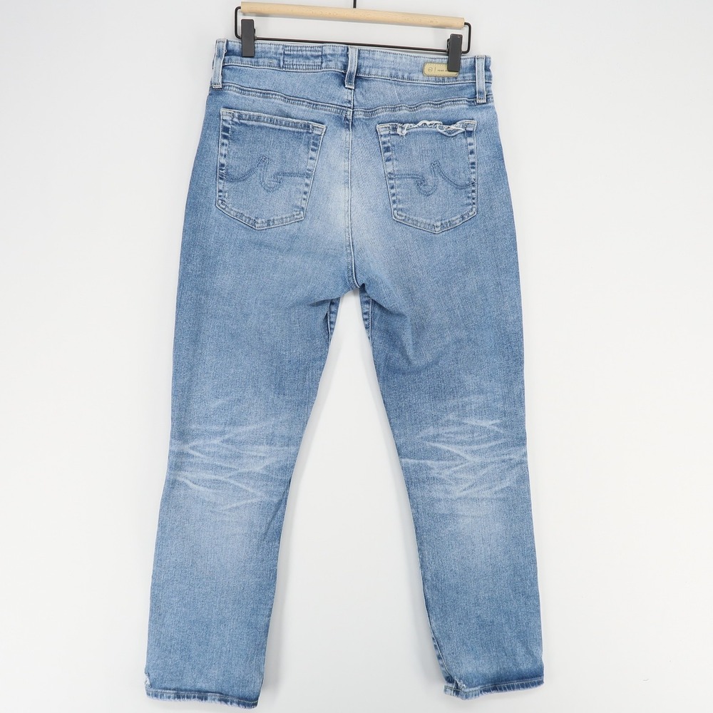 AG Mari Jeans Womens 31 Blue Crop High Rise Slim Straight Stretch - Picture 2 of 12